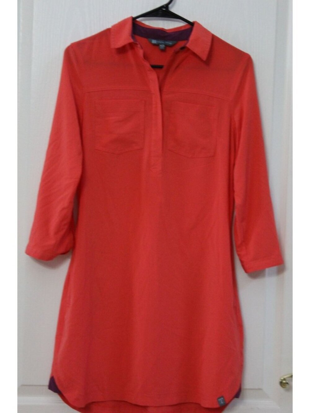 Title Nine Nimblene Shift Dress Orange Adjustable Sleeves Size Extra Small